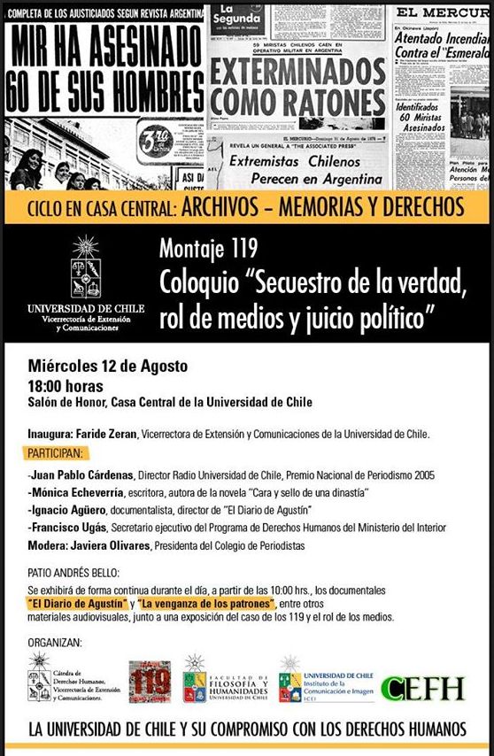Chile, Santiago : Coloquio  Secuestro de la verdad, rol de medios y juicio político