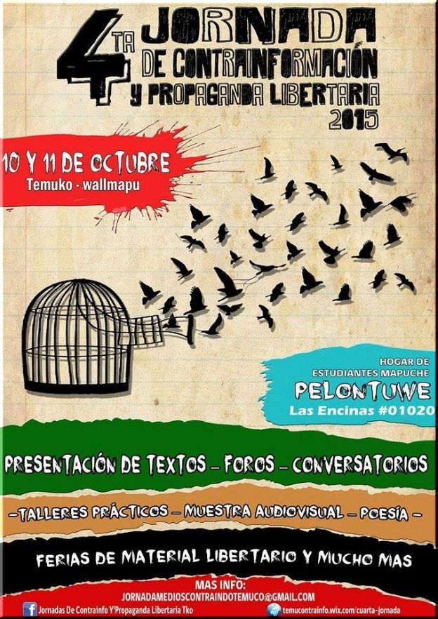 Chile,Temuco: 4tas JORNADAS DE CONTRAINFORMACIÓN Y PROPAGANDA LIBERTARIA