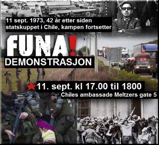 Noruega, Oslo : DEMONSTRASJON( ved Chiles ambassade)