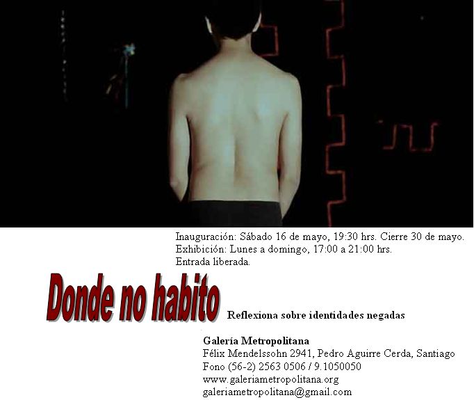Santiago, Galería Metropolitana: Donde no habito: reflexiona sobre identidades negadas