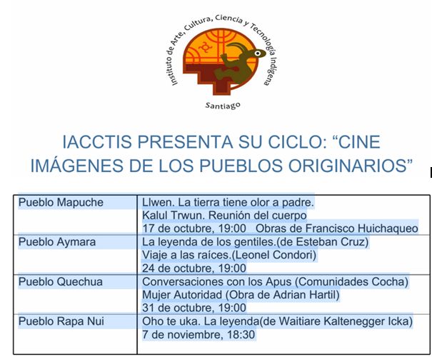 IACCTIS presenta su ciclo Cine Imágenes de los Pueblos Originarios.