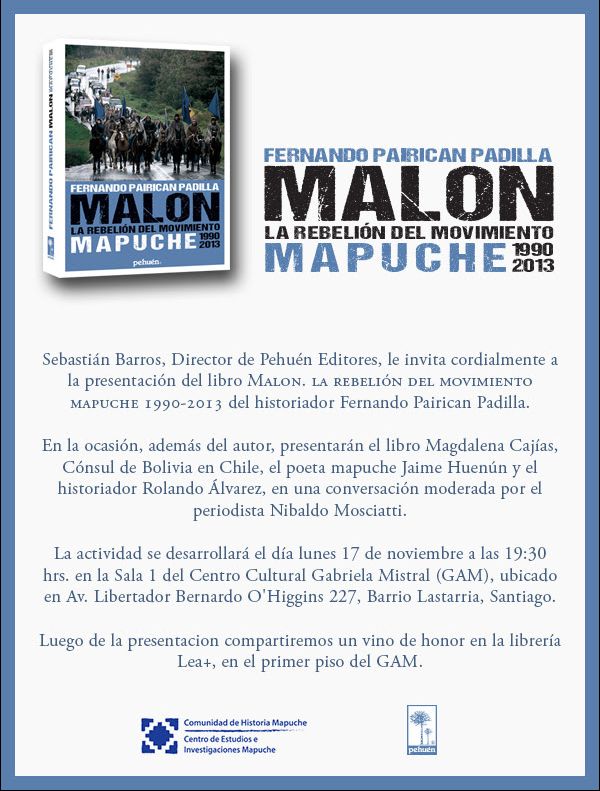 Presentación del libro Malon de Fernando Pairican