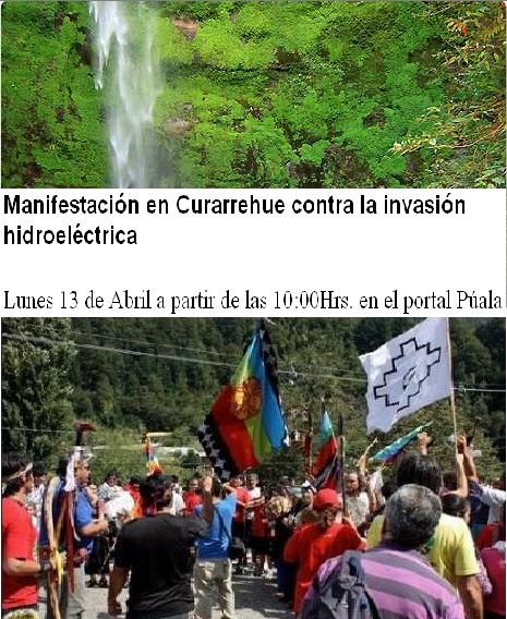 Manifestación en Curarrehue contra la invasión hidroeléctrica 
