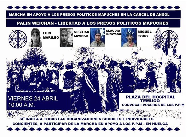 MARCHA EN APOYO A LOS PRESOS POLITICOS MAPUCHE EN HUELGA DE HAMBRE EN LA CARCEL DE ANGOL