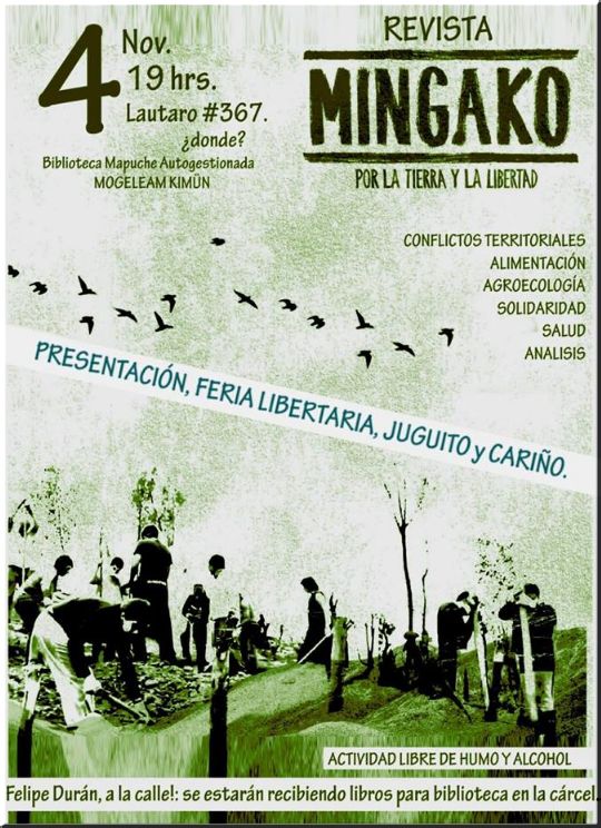 Chile, Temuco: Tierra y Libertad: Presentación revista MINGAKO