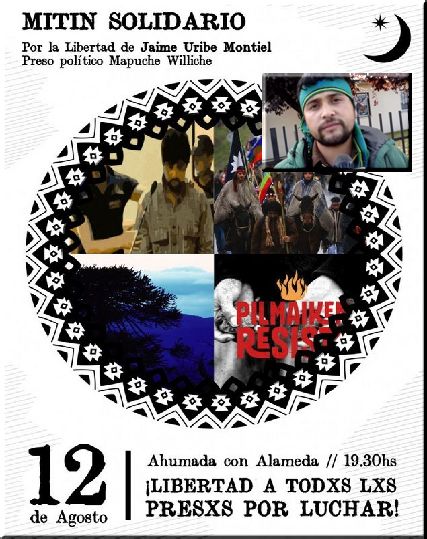 Mitín solidario en apoyo a preso político mapuche que fue detenido por defender el río Pilmaiken