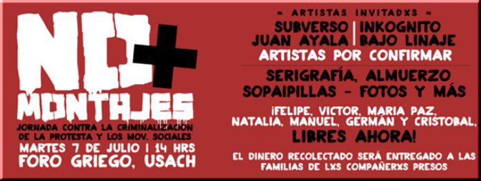 No + Montajes: Jornada contra la criminalización de la protesta y los Mov. Sociales