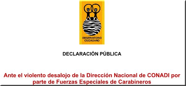 Ante el violento desalojo de la Dirección Nacional de CONADI por parte de Fuerzas Especiales de Cara