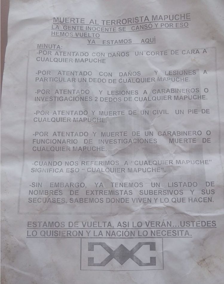 Gobernador de Arauco anuncia querella por panfletos con amenazas a mapuche