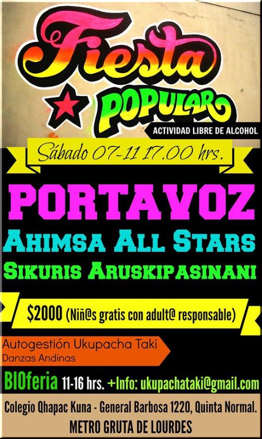 ¡FIESTA POPULAR! Portavoz-AhimsaAllStars-SikurisAruskipasiñani AUTOGESTIÓN UKUPACHA TAKI