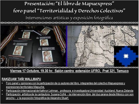 Invitación: Lanzamiento en Temuco El libro de Mapuexpress + Foro Panel sobre territorialidad y derec