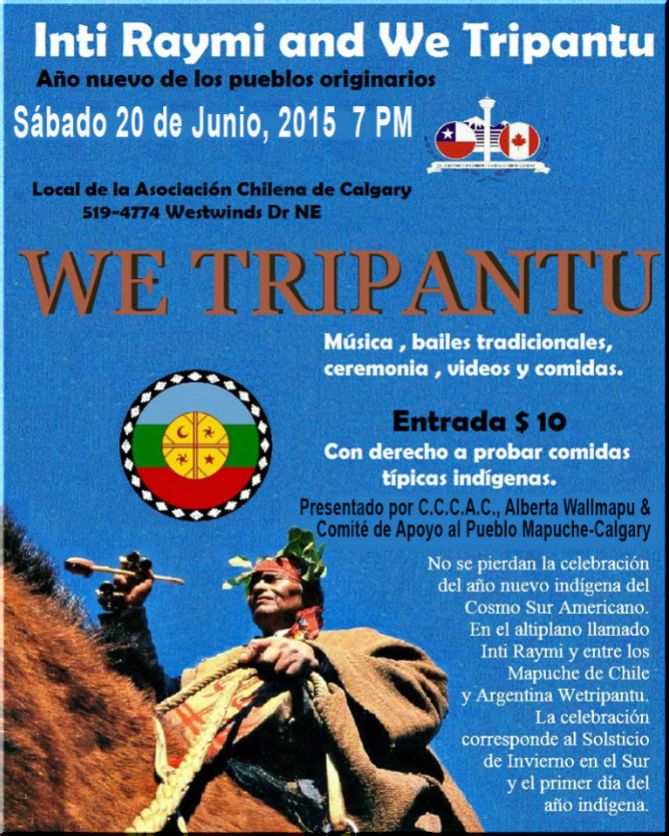 Canada, Alberta Calgary : Inti Raymi and We Tripantu  (Año Nuevo de los pueblos originarios)