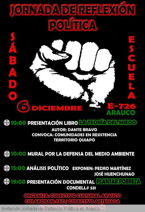 Invitación Jornada de Reflexión Política en Arauco