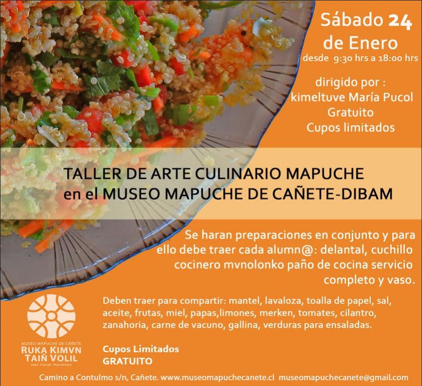 Taller de Culinaria Mapuche  -  Museo Mapuche de Cañete    Ruka kimvn taiñ Volil