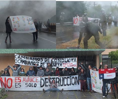 Manifestación con corte de Ruta contra hidroeléctrica y fuerte represión a la protesta