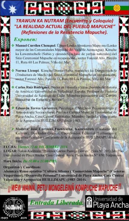 "LA REALIDAD ACTUAL DEL PUEBLO MAPUCHE” (Reflexiones de la Resistencia Mapuche).