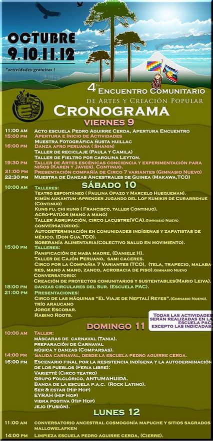 Chile, Villarica: 4° Encuentro Comunitario de Artes y Creación Popular 2015