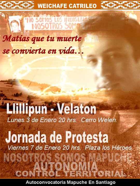 Conmemoración a 3 años del asesinato del weichafe Catrileo