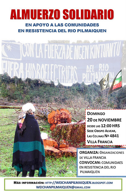 ALMUERZO SOLIDARIO EN APOYO A LAS COMUNIDADES EN RESISTENCIA DEL RÍO PILMAIQUEN EN SANTIAGO 