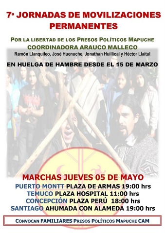 Presos Políticos Mapuche: Llaitul, Huenuche, Huillical, Llanquileo