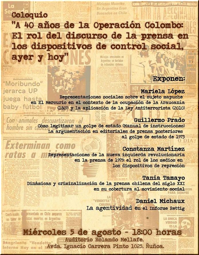 Coloquio A 40 años de la Operación Colombo: El rol del discurso de la prensa en los dispositivos de 