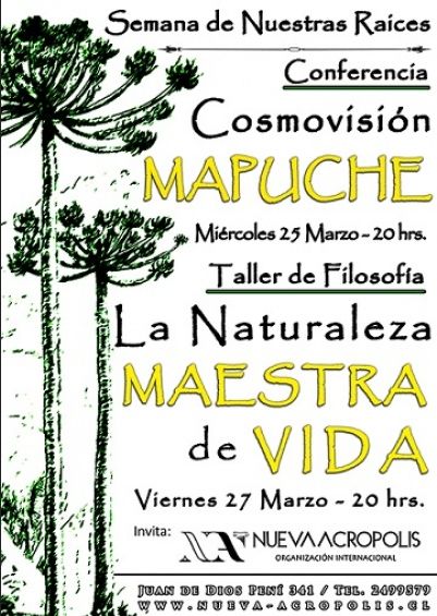 Conferencia Filosófica Cosmovisión Mapuche  y Taller Filosófico Naturaleza maestra de vida.