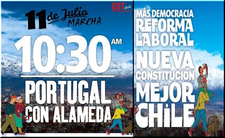 Santiago: CUT convoca a marcha por la Alameda este sábado 11 de julio 2015