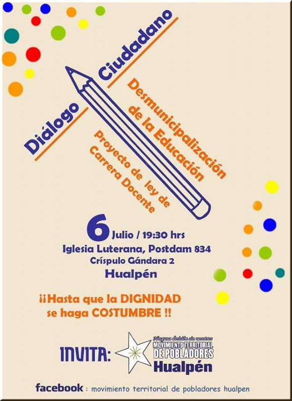 Dialogo Ciudadano Desmunicipalizacion de la Educación – Proyecto de ley de Carrera Docente