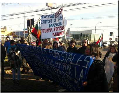 Comuneros mapuche de Collipulli bloquean acceso a Forestal Mininco en Los Ángeles