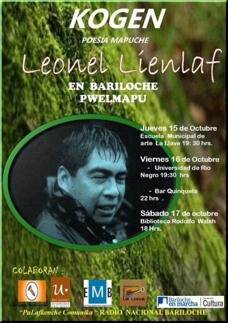 Argentina/Puelmapu- Libro KO GEN de Leonel Lienlaf se presenta en Barilofche