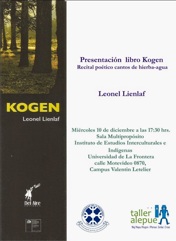 Temuco Wallmapu   Presentación del Libro Kogen de Leonel Lienlaf