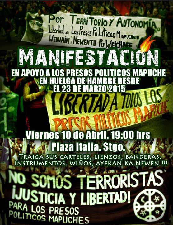 MANIFESTACIÓN EN APOYO A LOS PRESOS POLITICOS MAPUCHE EN HUELGA DE HAMBRE