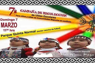 7a Campaña de Recolección de Útiles Escolares para Niños y Niñas Mapuche