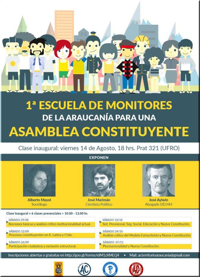 Chile, Temuco: Invitación 1ª Escuela de Monitores de La Araucanía para la Asamblea Constituyente 