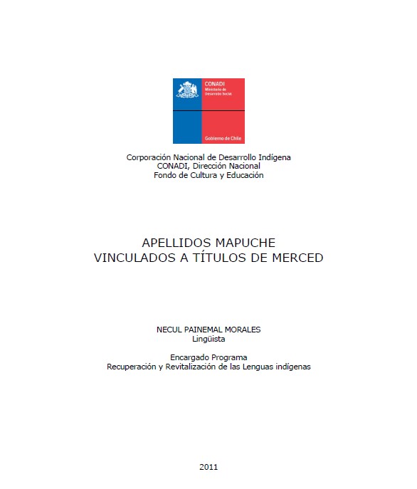 Apellidos mapuche vinculados a Títulos de Merced