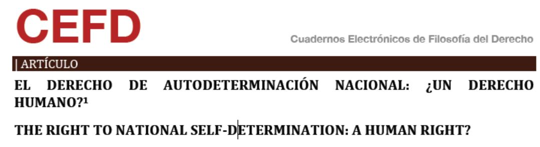 El derecho de autodeterminación nacional: ¿un derecho humano?