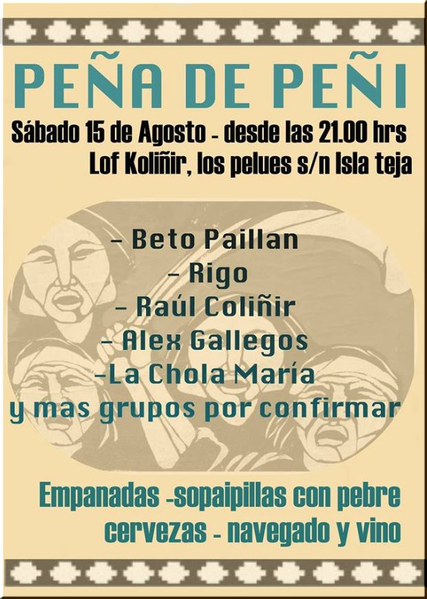 Chile, Isla Teja : Comunidad Koliñir Lof Wapi  -  Peña de Peñi