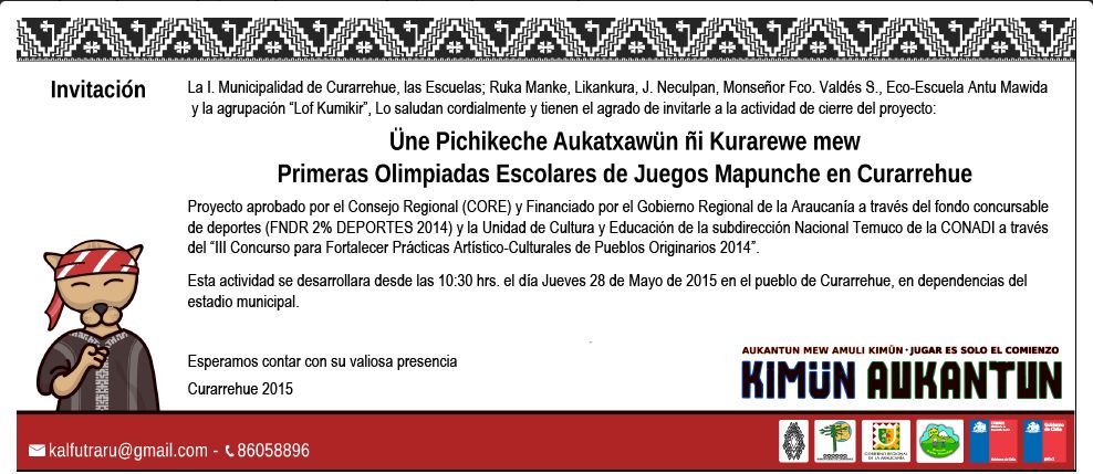 ÜNE PICHIKECHE AUKATXAWÜN ÑI KURAREWE MEW   1° OLIMPIADAS ESCOLARES DE JUEGOS MAPUNCHE EN CURARREHUE