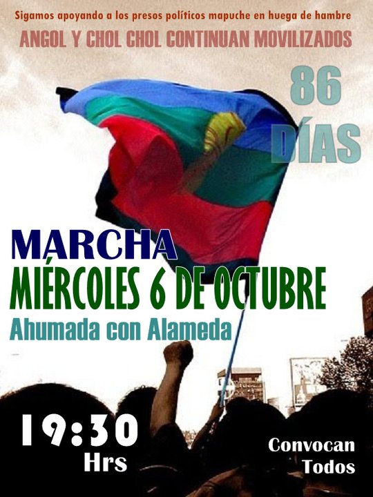 Marcha por los 14 comuneros en huelga de hambre