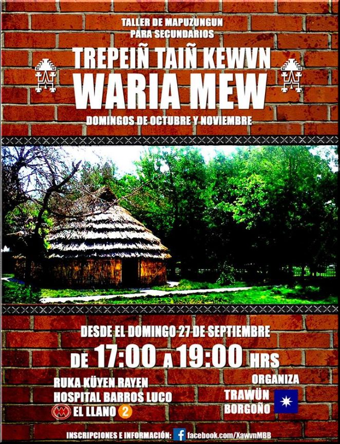 Chile,Santiago: Taller Mapuzungun para secundarios  - TREPEIÑ TAIÑ KEWVN WARIA MEW