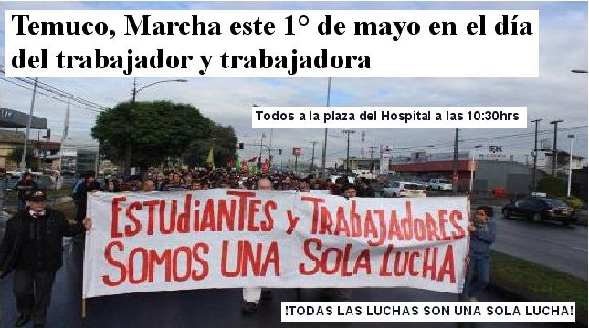 Temuco, Marcha este 1° de mayo en el día del trabajador y trabajadora