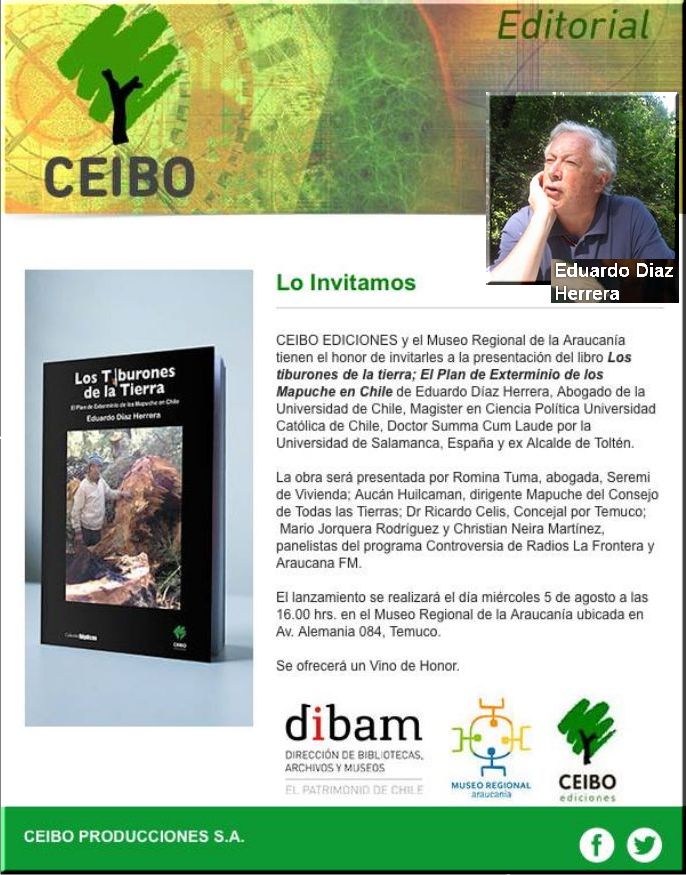 Libro Los Tiburones de la Tierra : El plan de Exterminio de los Mapuche de Chile.