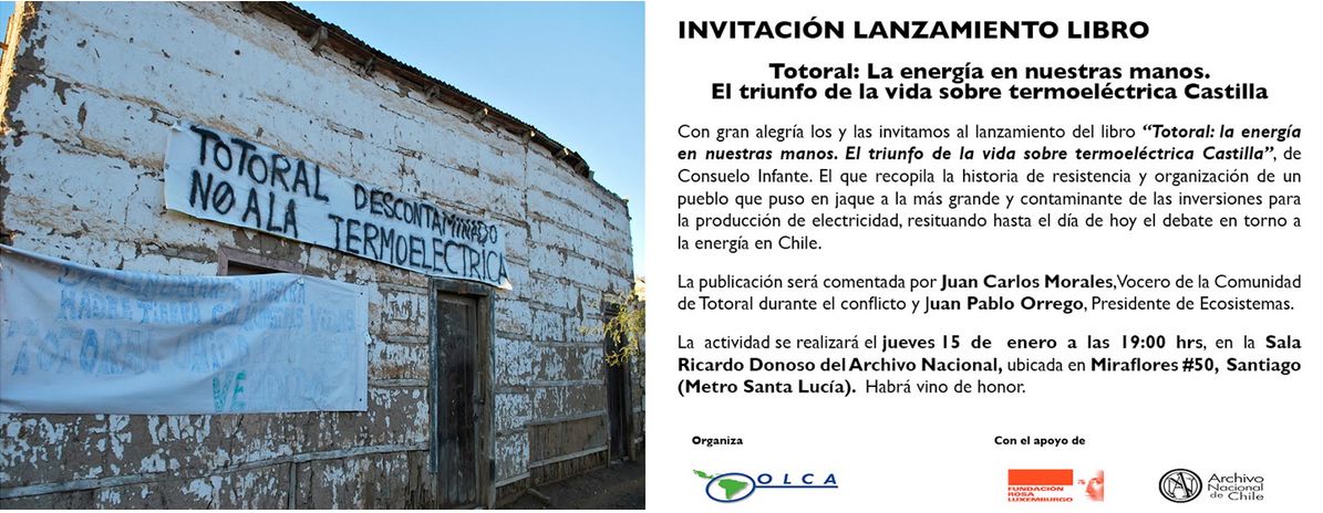 Lanzamiento libro: Totoral: La energía en nuestras manos. El triunfo de la vida sobre termoélectrica