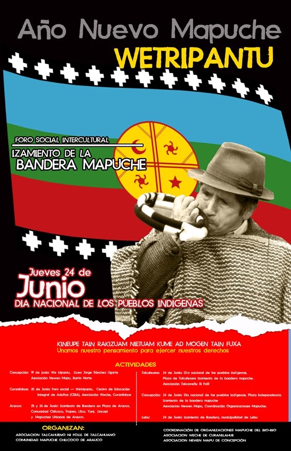Izamiento de la bandera mapuche “Wenufoye”